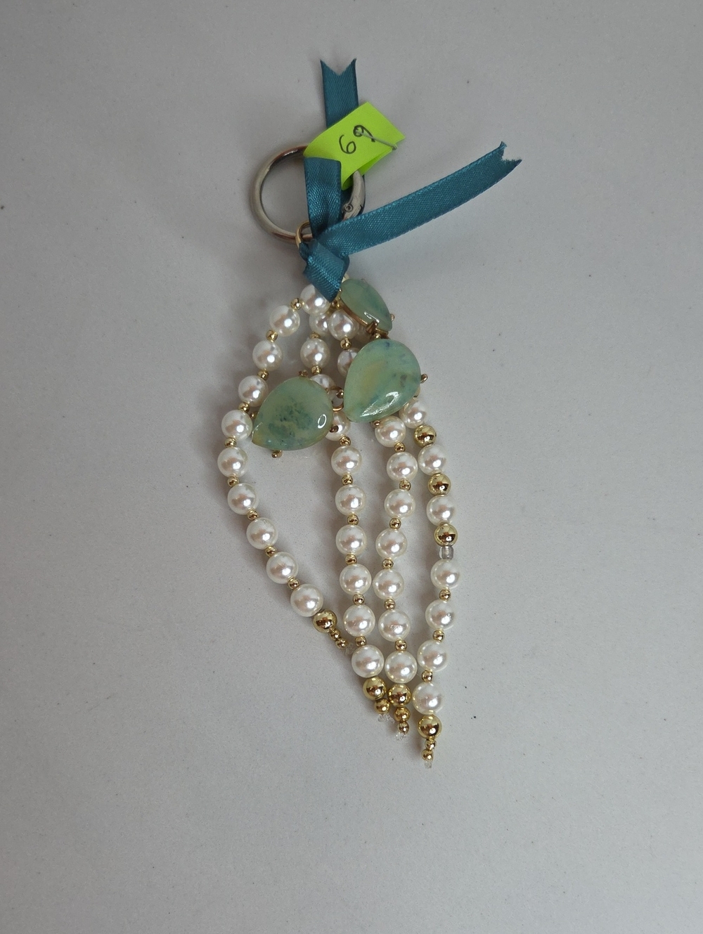 69 - Pearl and Mint Bag Charm